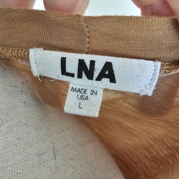 LNA Brown Ombre Asymmetrical Off Shoulder Tee - Picture 8 of 9